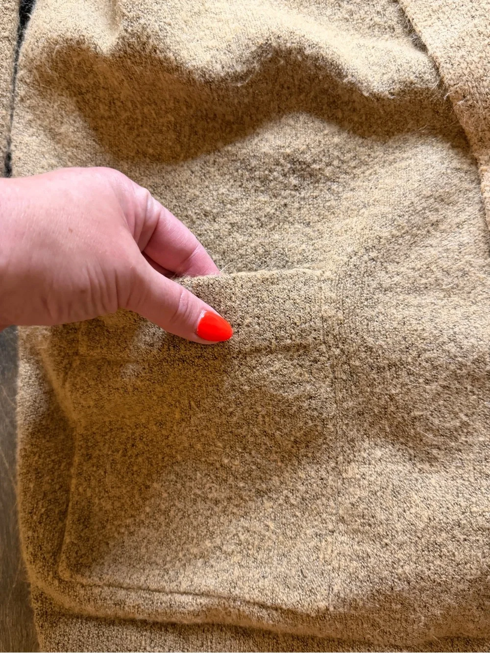 Thread & Supply Camel Bouclé Open Front Cardigan Jacket XXL